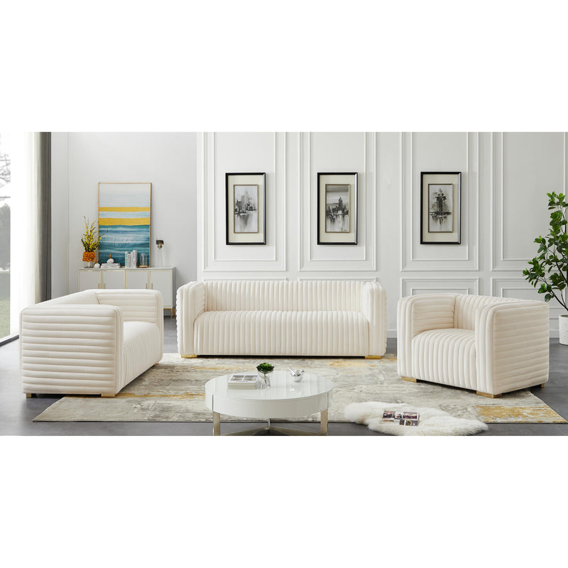 Meridian Ravish Cream Velvet Loveseat IMAGE 15