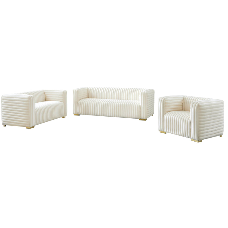 Meridian Ravish Cream Velvet Loveseat IMAGE 16