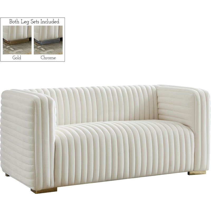 Meridian Ravish Cream Velvet Loveseat IMAGE 1