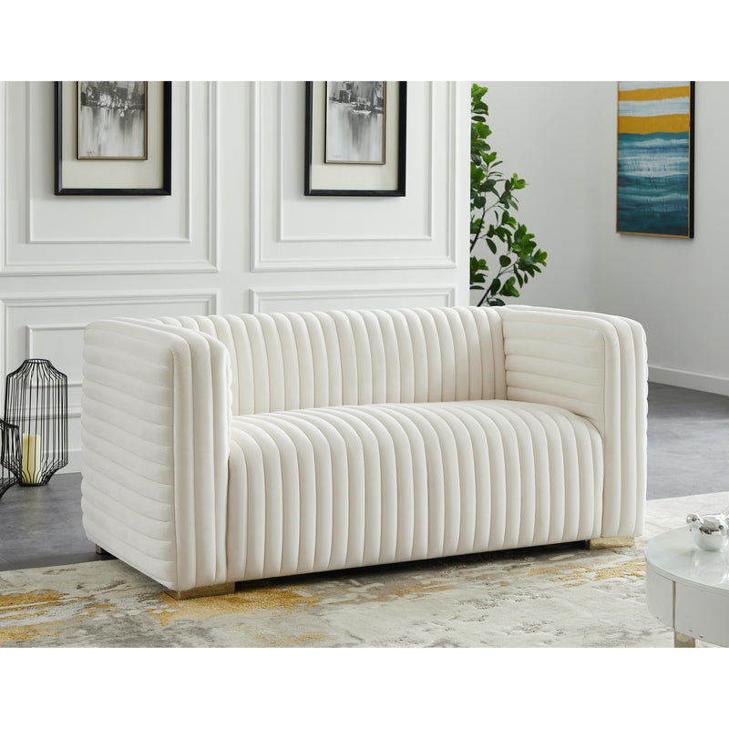 Meridian Ravish Cream Velvet Loveseat IMAGE 3