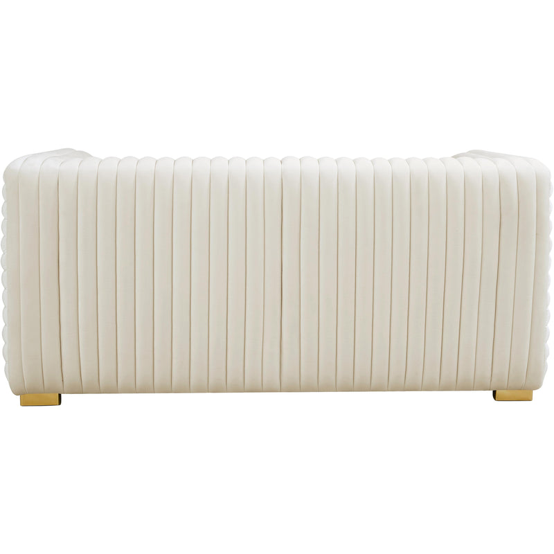 Meridian Ravish Cream Velvet Loveseat IMAGE 5