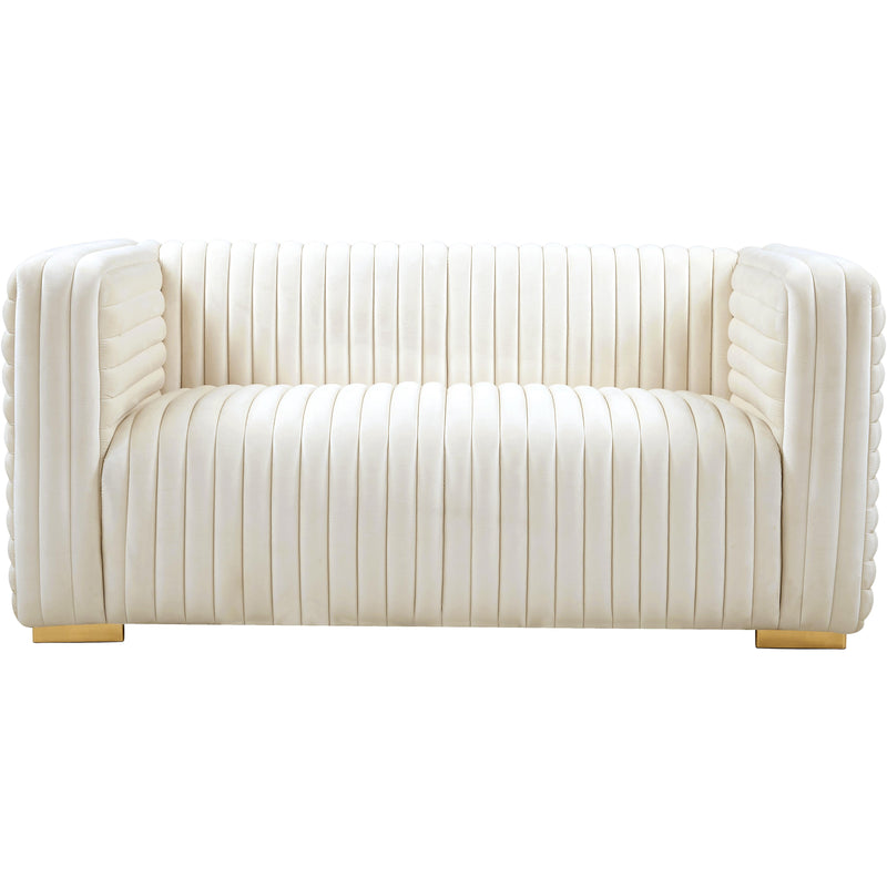 Meridian Ravish Cream Velvet Loveseat IMAGE 7