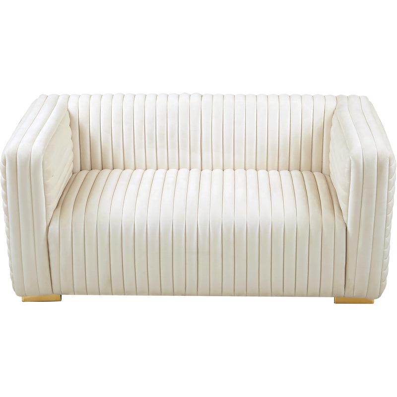 Meridian Ravish Cream Velvet Loveseat IMAGE 8