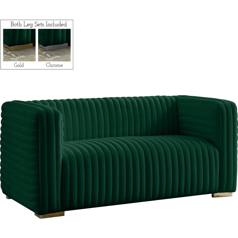 Meridian Ravish Green Velvet Loveseat IMAGE 1