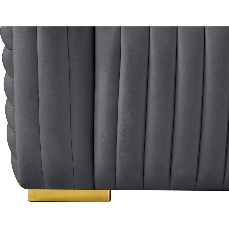 Meridian Ravish Grey Velvet Loveseat IMAGE 14