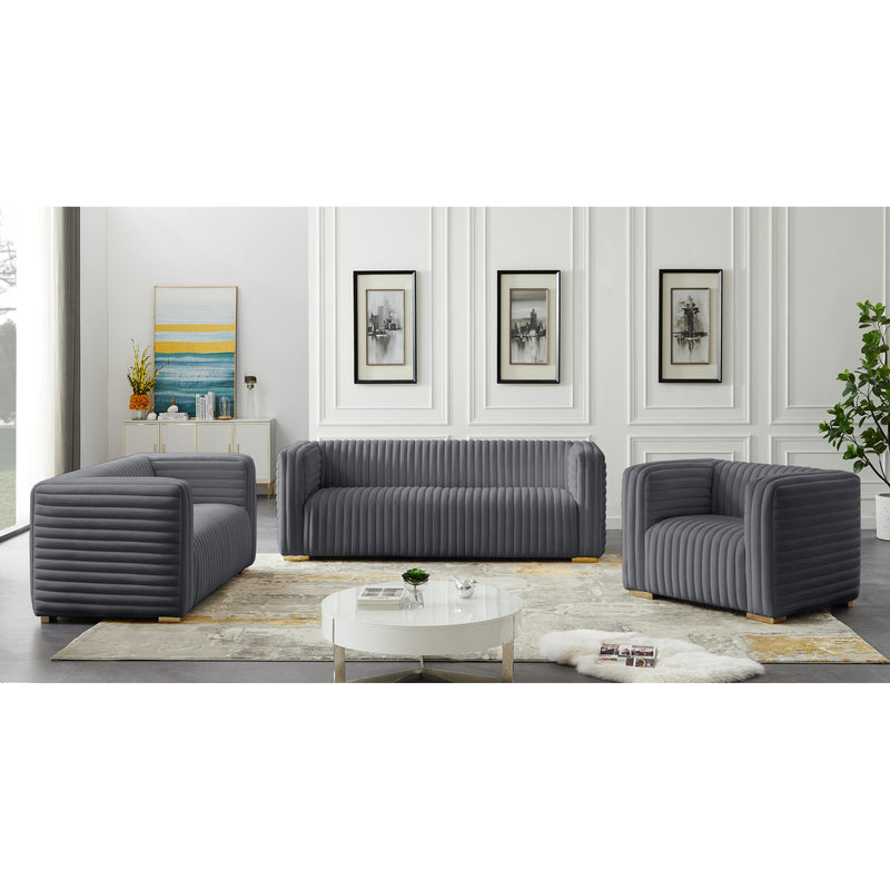 Meridian Ravish Grey Velvet Loveseat IMAGE 15