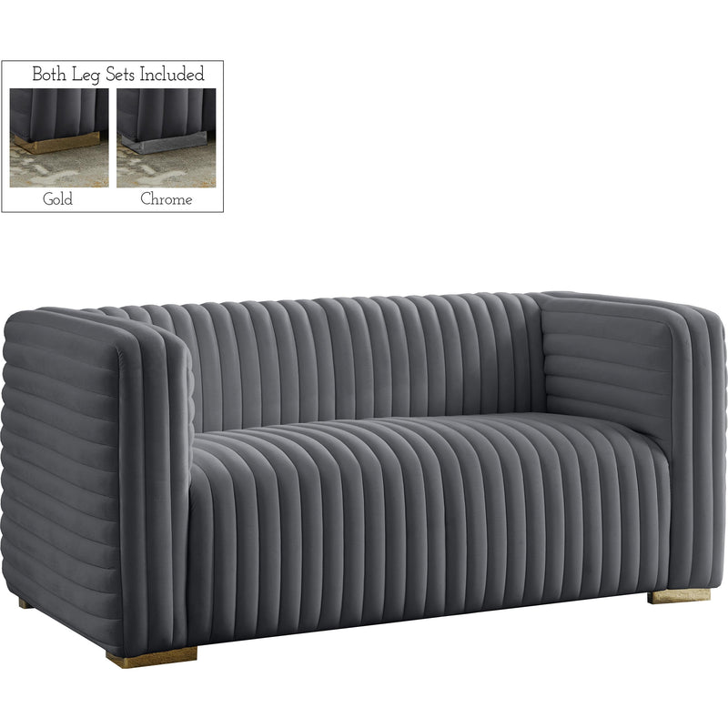 Meridian Ravish Grey Velvet Loveseat IMAGE 1