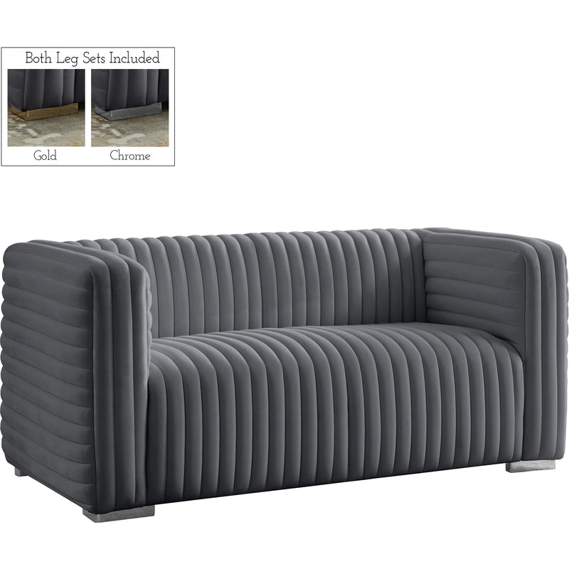 Meridian Ravish Grey Velvet Loveseat IMAGE 2