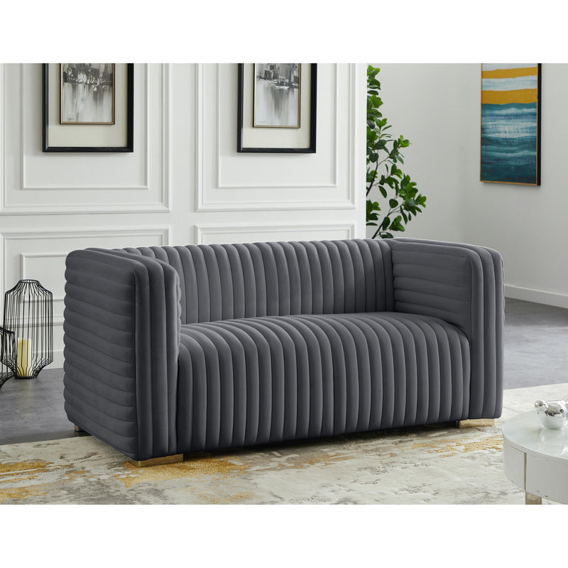 Meridian Ravish Grey Velvet Loveseat IMAGE 3