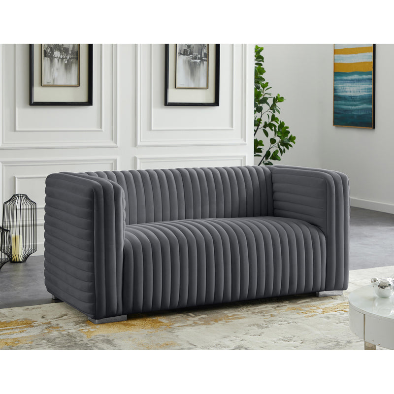 Meridian Ravish Grey Velvet Loveseat IMAGE 4