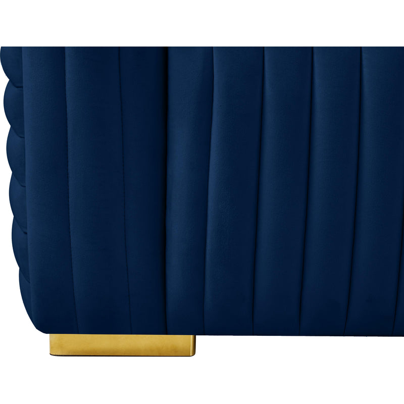 Meridian Ravish Navy Velvet Loveseat IMAGE 14