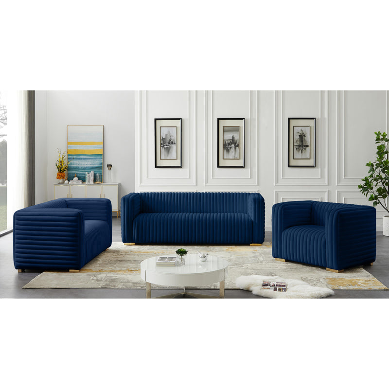 Meridian Ravish Navy Velvet Loveseat IMAGE 15