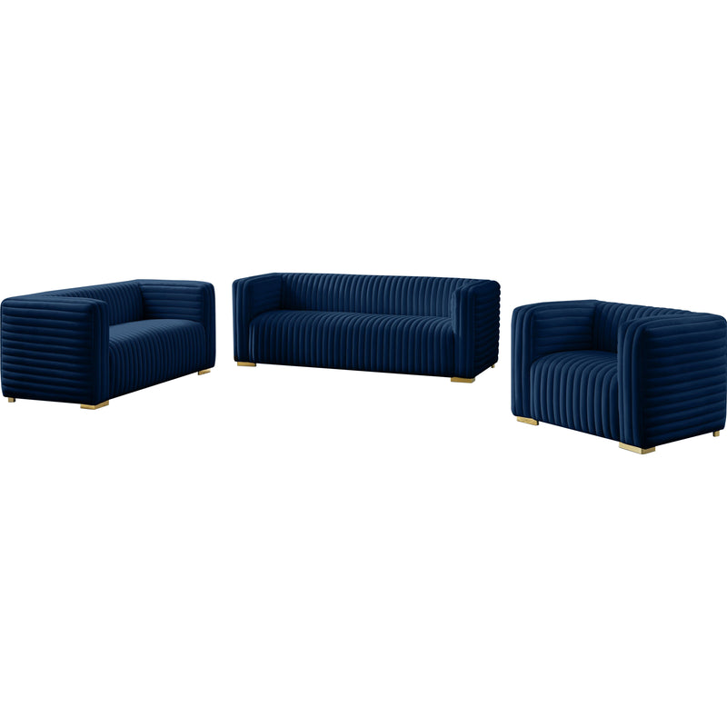 Meridian Ravish Navy Velvet Loveseat IMAGE 16