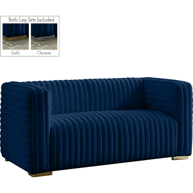 Meridian Ravish Navy Velvet Loveseat IMAGE 1