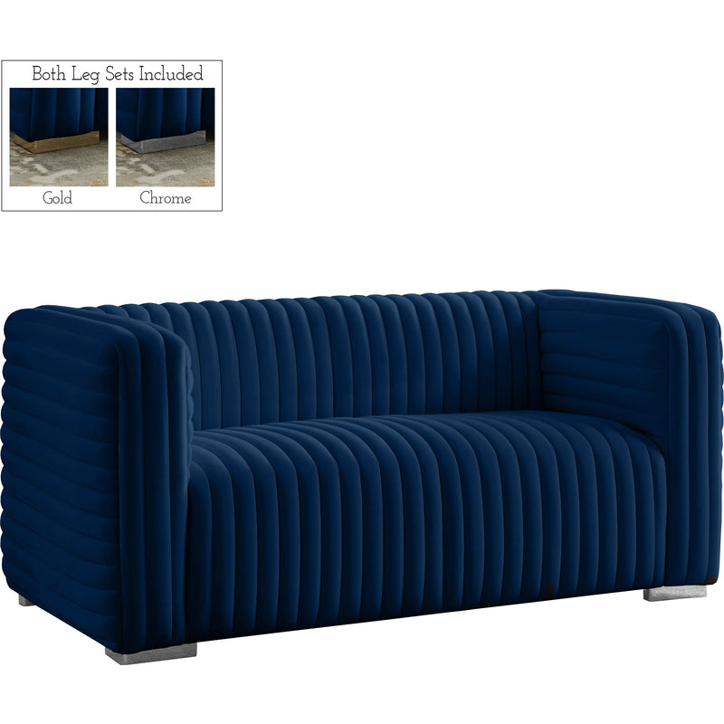 Meridian Ravish Navy Velvet Loveseat IMAGE 2