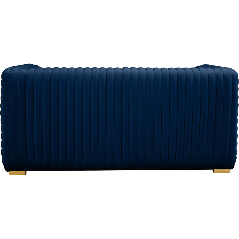 Meridian Ravish Navy Velvet Loveseat IMAGE 5