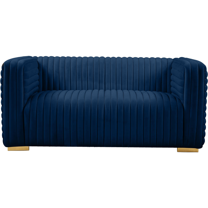 Meridian Ravish Navy Velvet Loveseat IMAGE 7