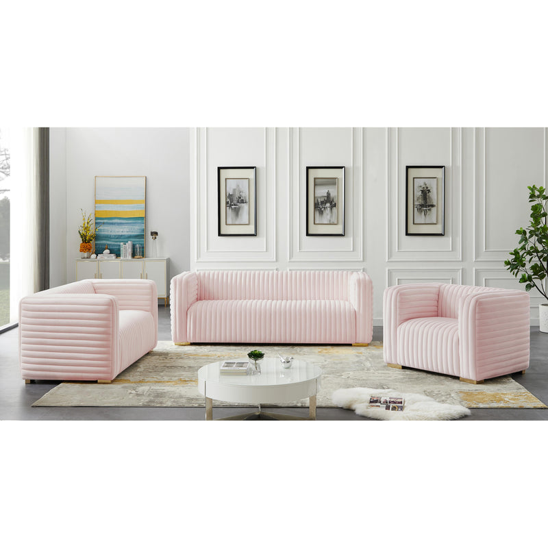 Meridian Ravish Pink Velvet Loveseat IMAGE 15