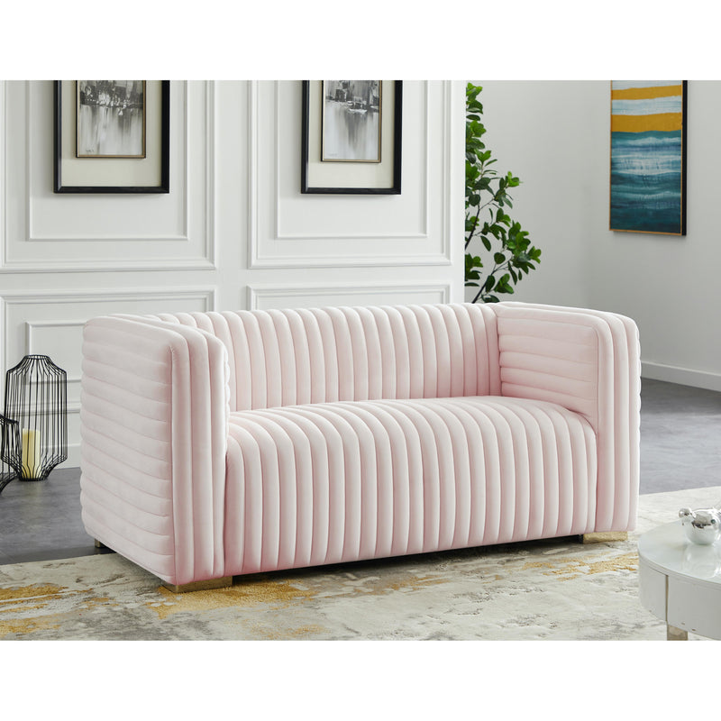 Meridian Ravish Pink Velvet Loveseat IMAGE 3