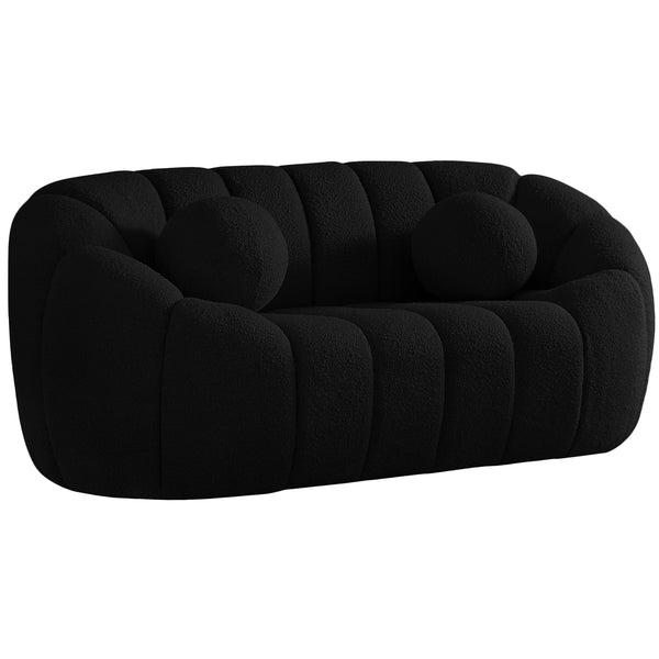 Meridian Elijah Black Boucle Fabric Loveseat IMAGE 1