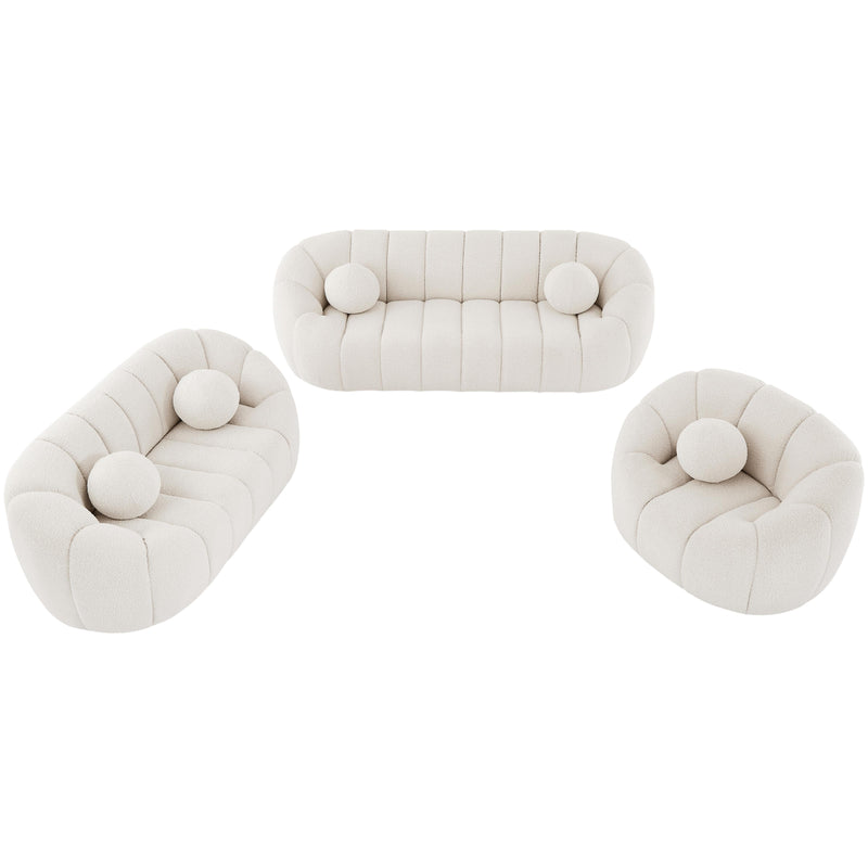 Meridian Elijah Cream Boucle Fabric Loveseat IMAGE 11