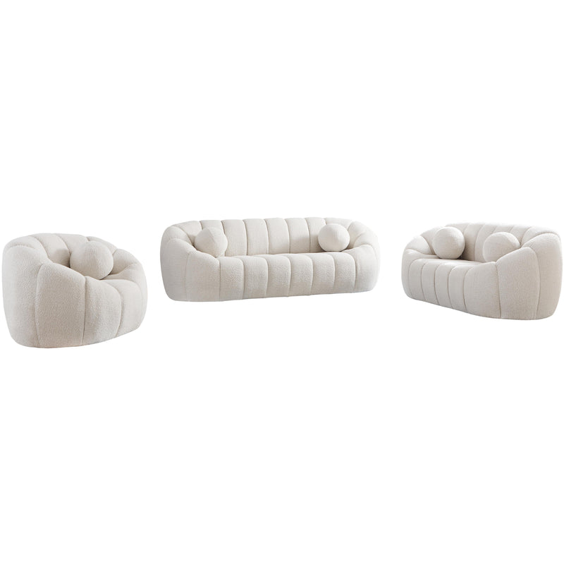 Meridian Elijah Cream Boucle Fabric Loveseat IMAGE 12