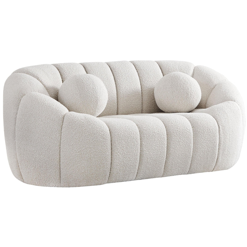 Meridian Elijah Cream Boucle Fabric Loveseat IMAGE 1