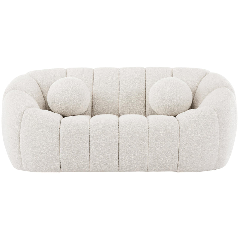 Meridian Elijah Cream Boucle Fabric Loveseat IMAGE 4