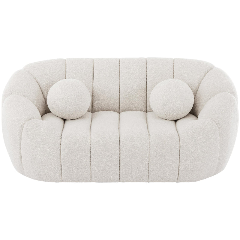 Meridian Elijah Cream Boucle Fabric Loveseat IMAGE 5