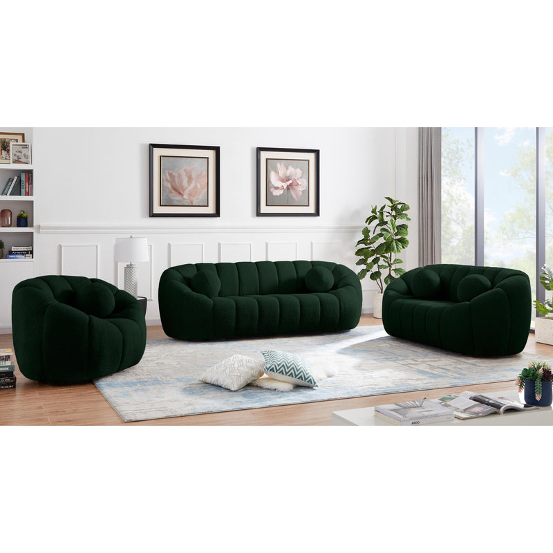 Meridian Elijah Green Boucle Fabric Loveseat IMAGE 13