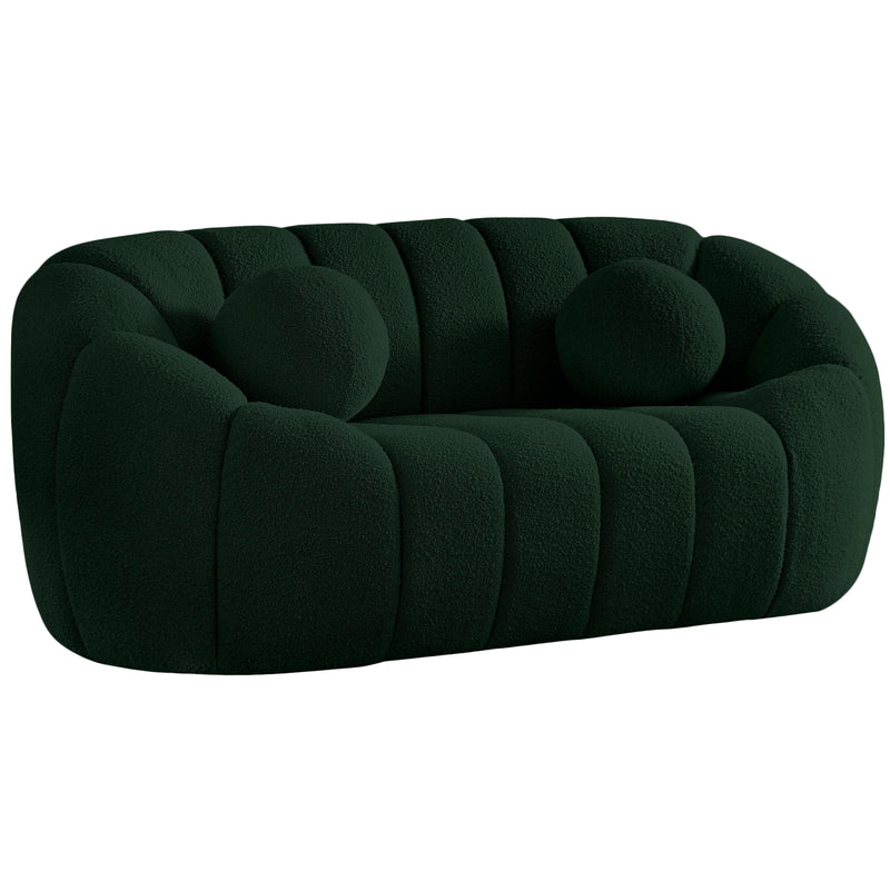 Meridian Elijah Green Boucle Fabric Loveseat IMAGE 1