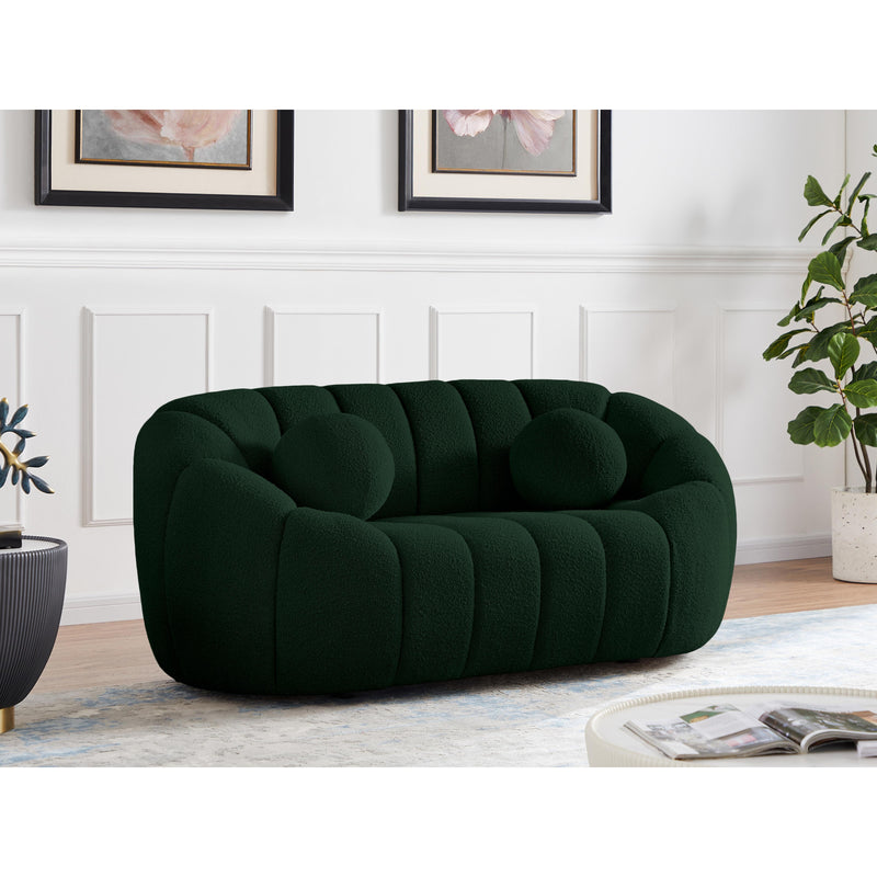 Meridian Elijah Green Boucle Fabric Loveseat IMAGE 2