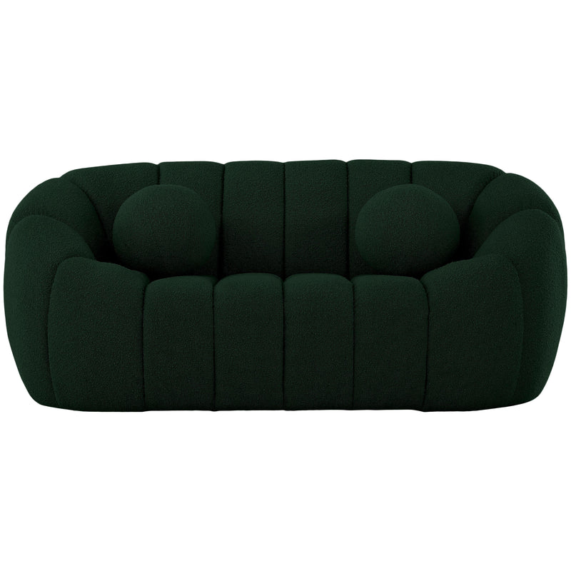 Meridian Elijah Green Boucle Fabric Loveseat IMAGE 4