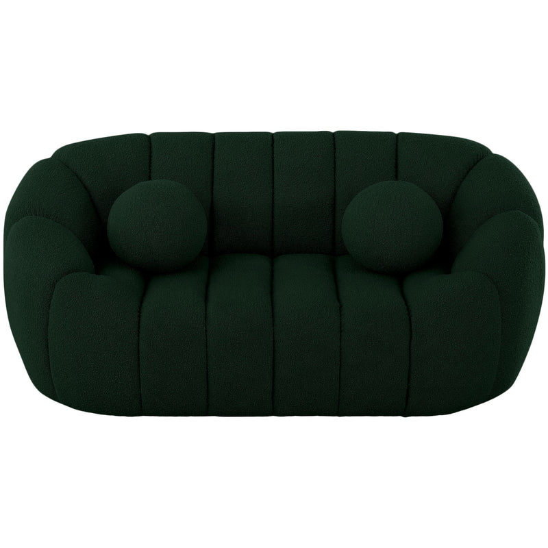 Meridian Elijah Green Boucle Fabric Loveseat IMAGE 5