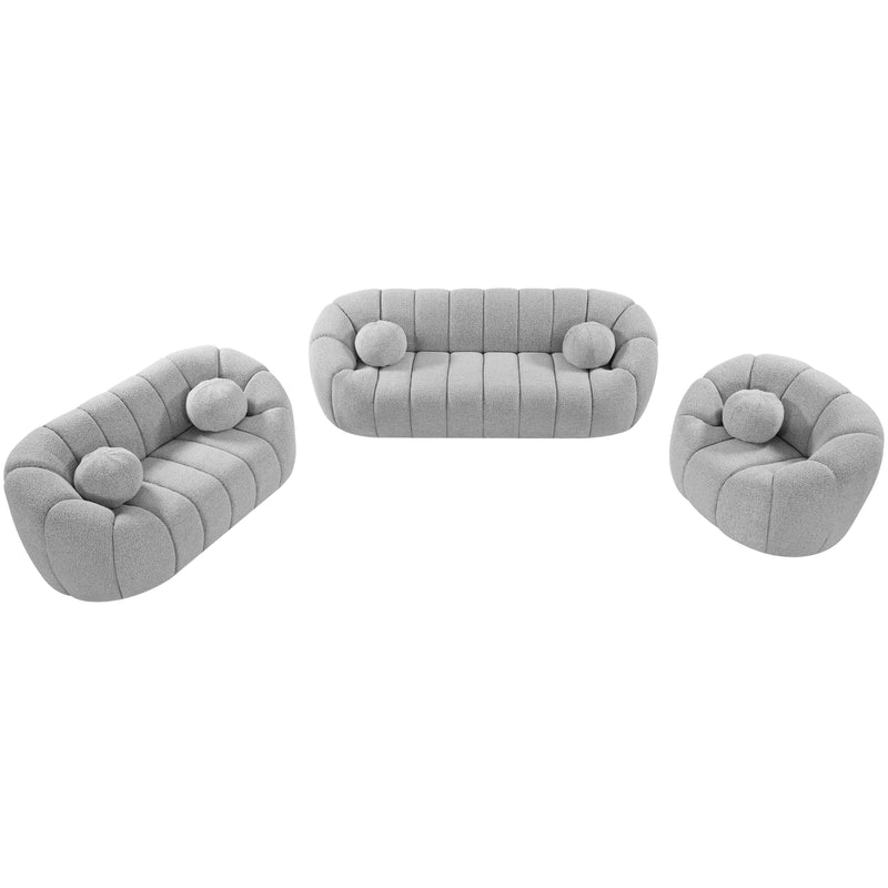 Meridian Elijah Grey Boucle Fabric Loveseat IMAGE 11