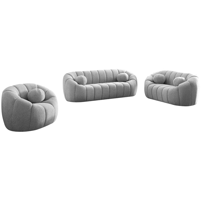 Meridian Elijah Grey Boucle Fabric Loveseat IMAGE 12