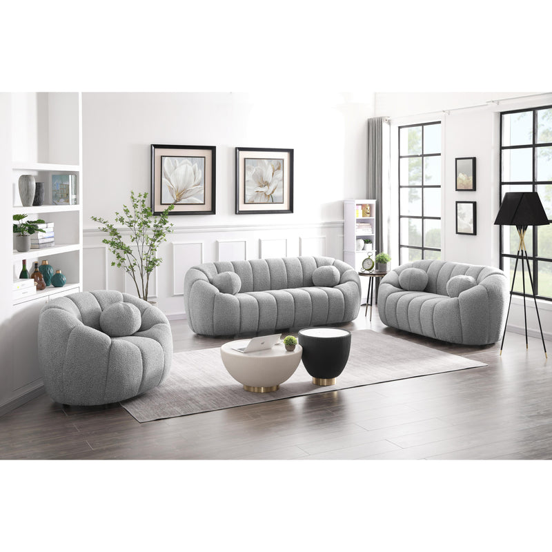 Meridian Elijah Grey Boucle Fabric Loveseat IMAGE 13