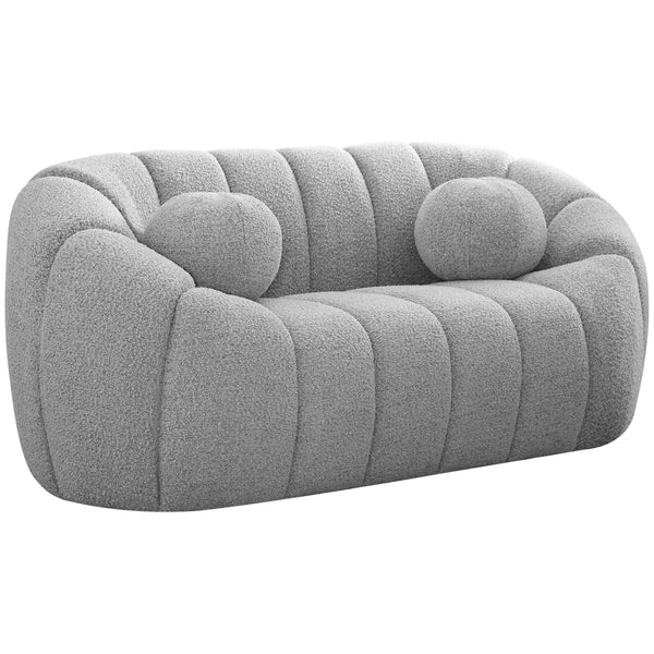 Meridian Elijah Grey Boucle Fabric Loveseat IMAGE 1