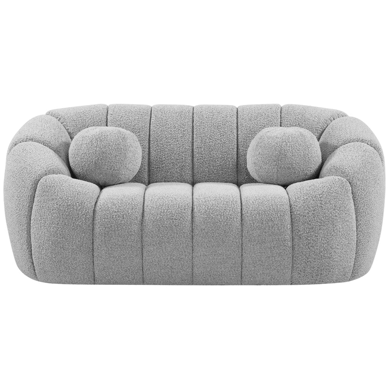 Meridian Elijah Grey Boucle Fabric Loveseat IMAGE 4