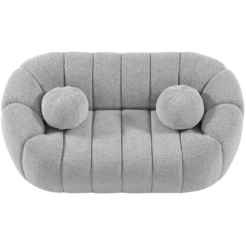 Meridian Elijah Grey Boucle Fabric Loveseat IMAGE 5