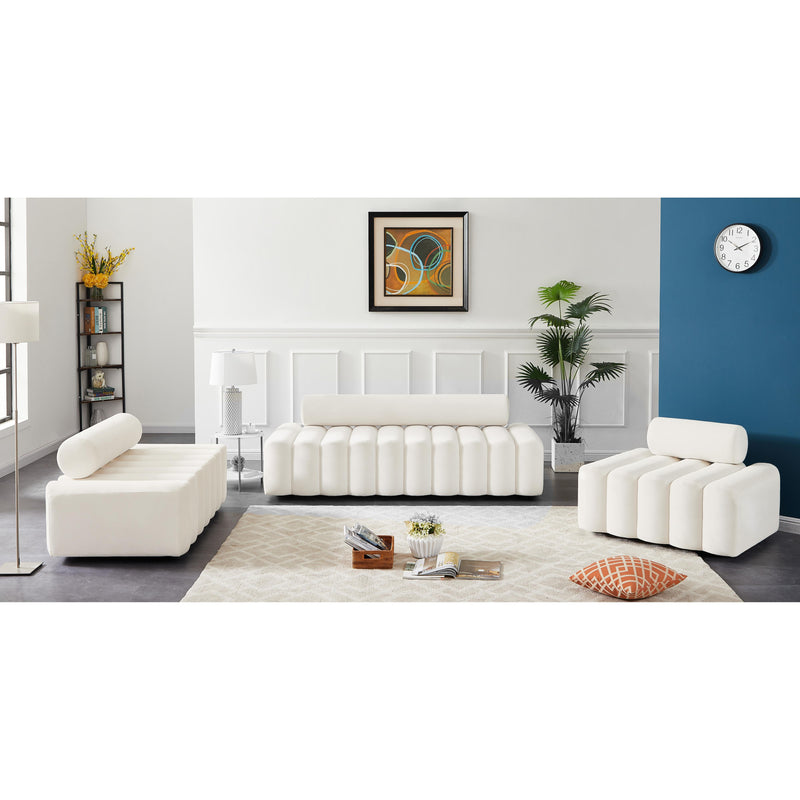 Meridian Melody Cream Velvet Loveseat IMAGE 10