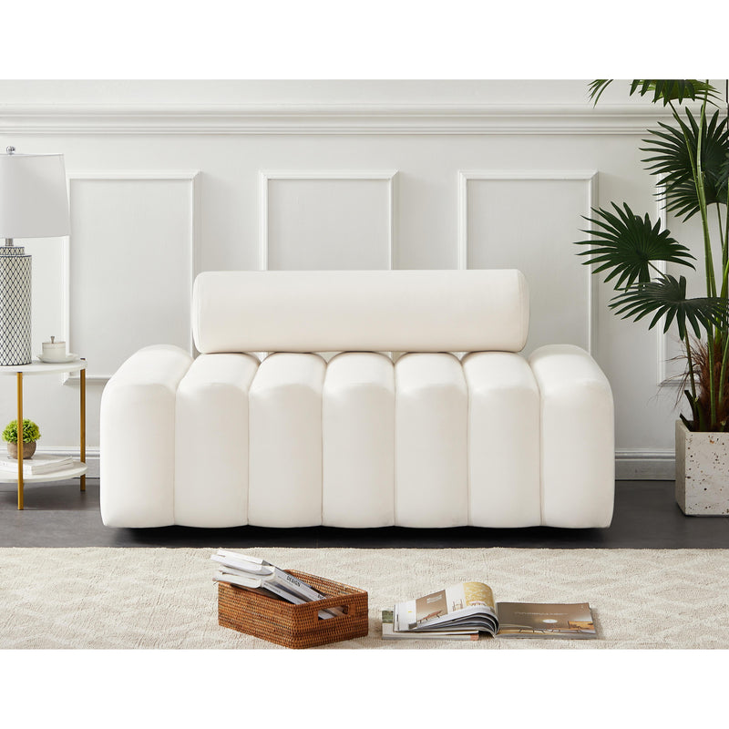 Meridian Melody Cream Velvet Loveseat IMAGE 2