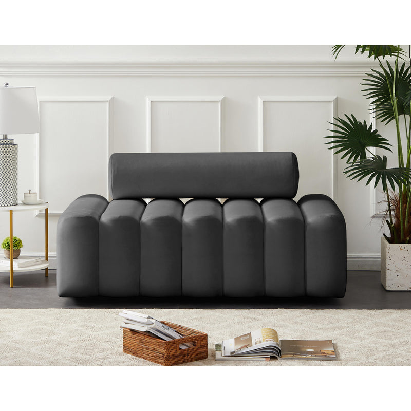 Meridian Melody Grey Velvet Loveseat IMAGE 2