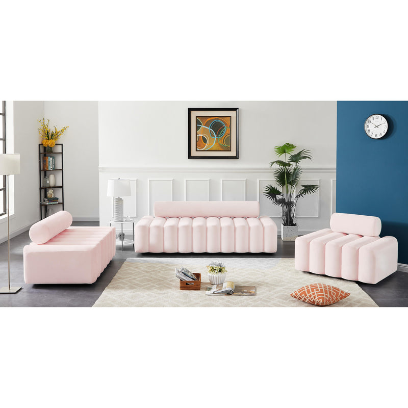 Meridian Melody Pink Velvet Loveseat IMAGE 10