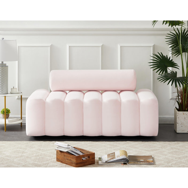 Meridian Melody Pink Velvet Loveseat IMAGE 2