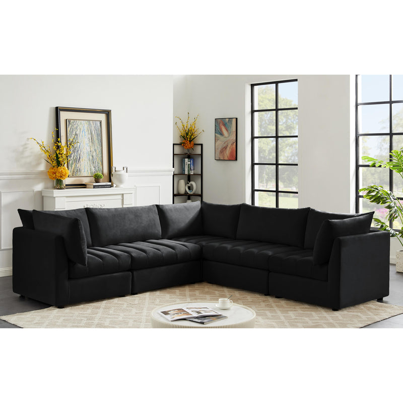 Meridian Jacob Black Velvet Modular Sectional IMAGE 2