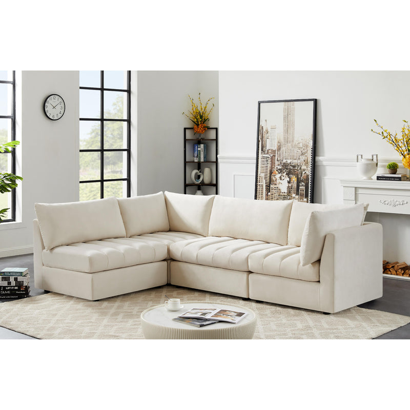 Meridian Jacob Cream Velvet Modular Sectional IMAGE 4