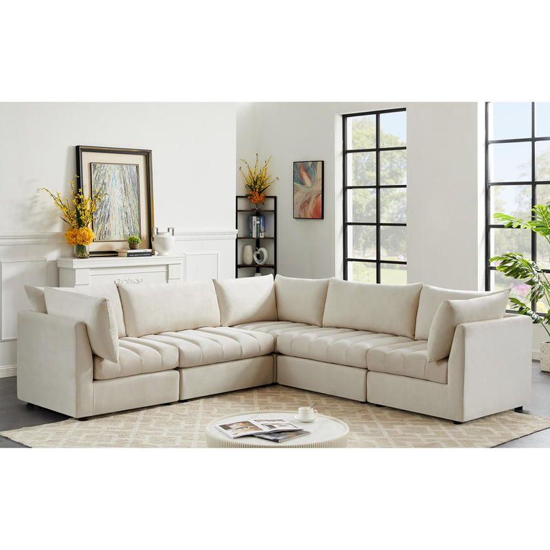 Meridian Jacob Cream Velvet Modular Sectional IMAGE 2