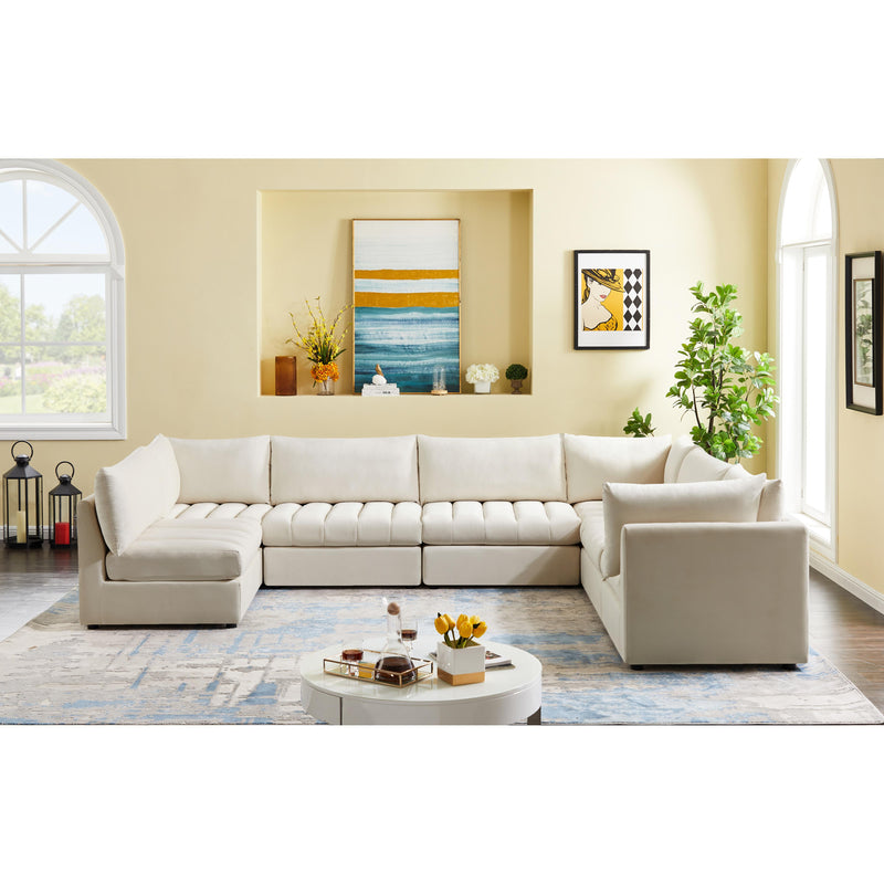 Meridian Jacob Cream Velvet Modular Sectional IMAGE 3