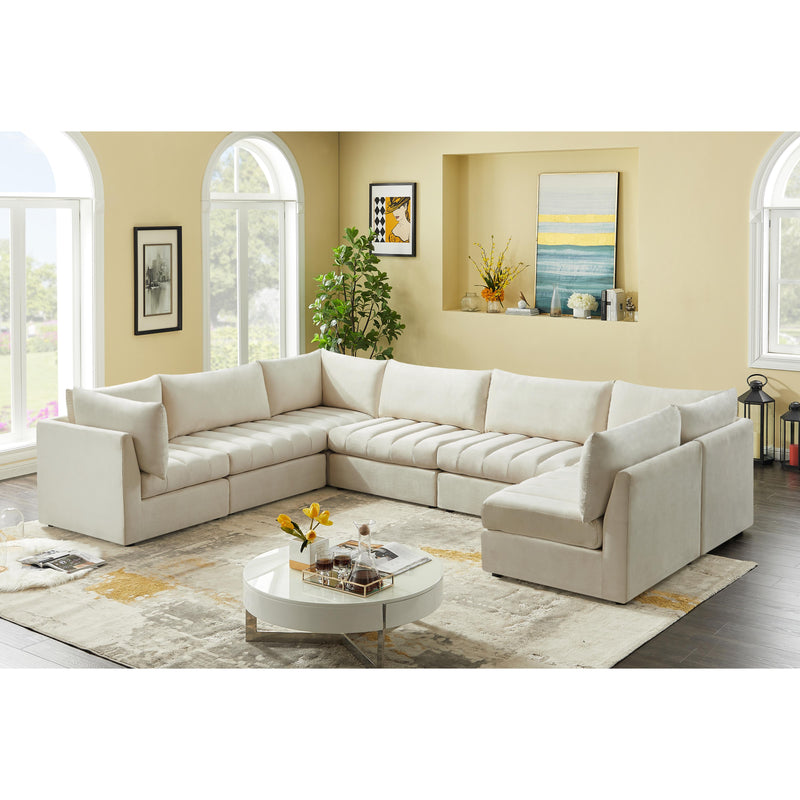 Meridian Jacob Cream Velvet Modular Sectional IMAGE 4